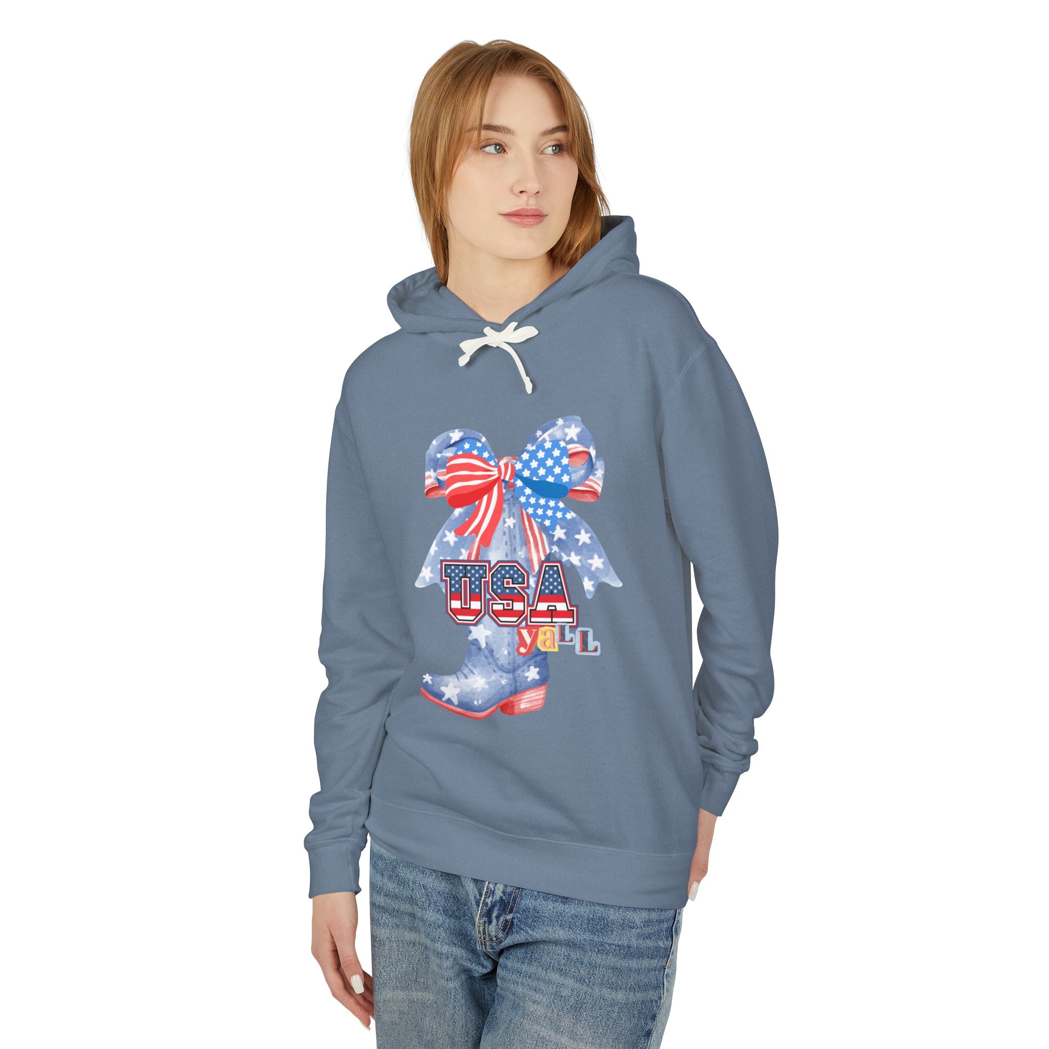Patriotic Cowboy Boot Hoodie - USA Y'all 4th of July Sweatshirt - Creations by Chris and Carlos