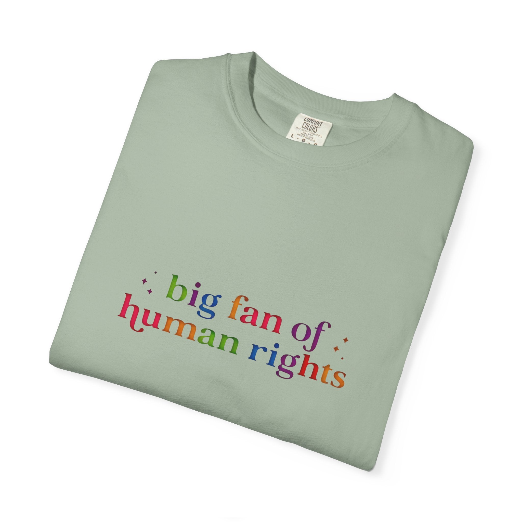 T-Shirt — "Big Fan of Human Rights" Graphic Tee (Equality & Activism Icons) - Creations by Chris and Carlos