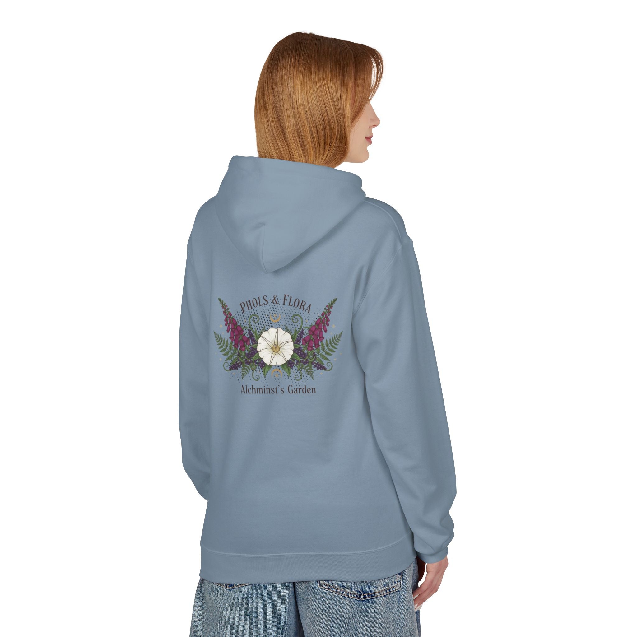 Botanical Alchemist Hoodie — Phols & Flora "Alchimist’s Garden" Floral Back Print - Creations by Chris and Carlos