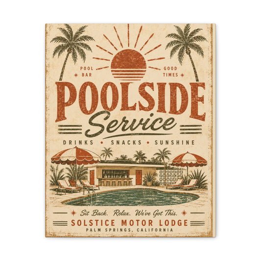 Poolside Service Vintage Canvas Wall Art - Retro Palm Springs Pool Poster - Creations by Chris and Carlos