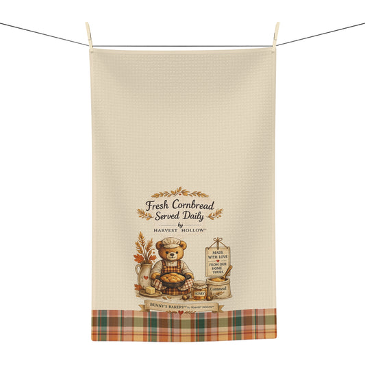 Old Soul Harvest™ Fresh Cornbread Served Daily Bear Tea Towel - Tea Towel from Old Soul Harvest Cozy Kitchen