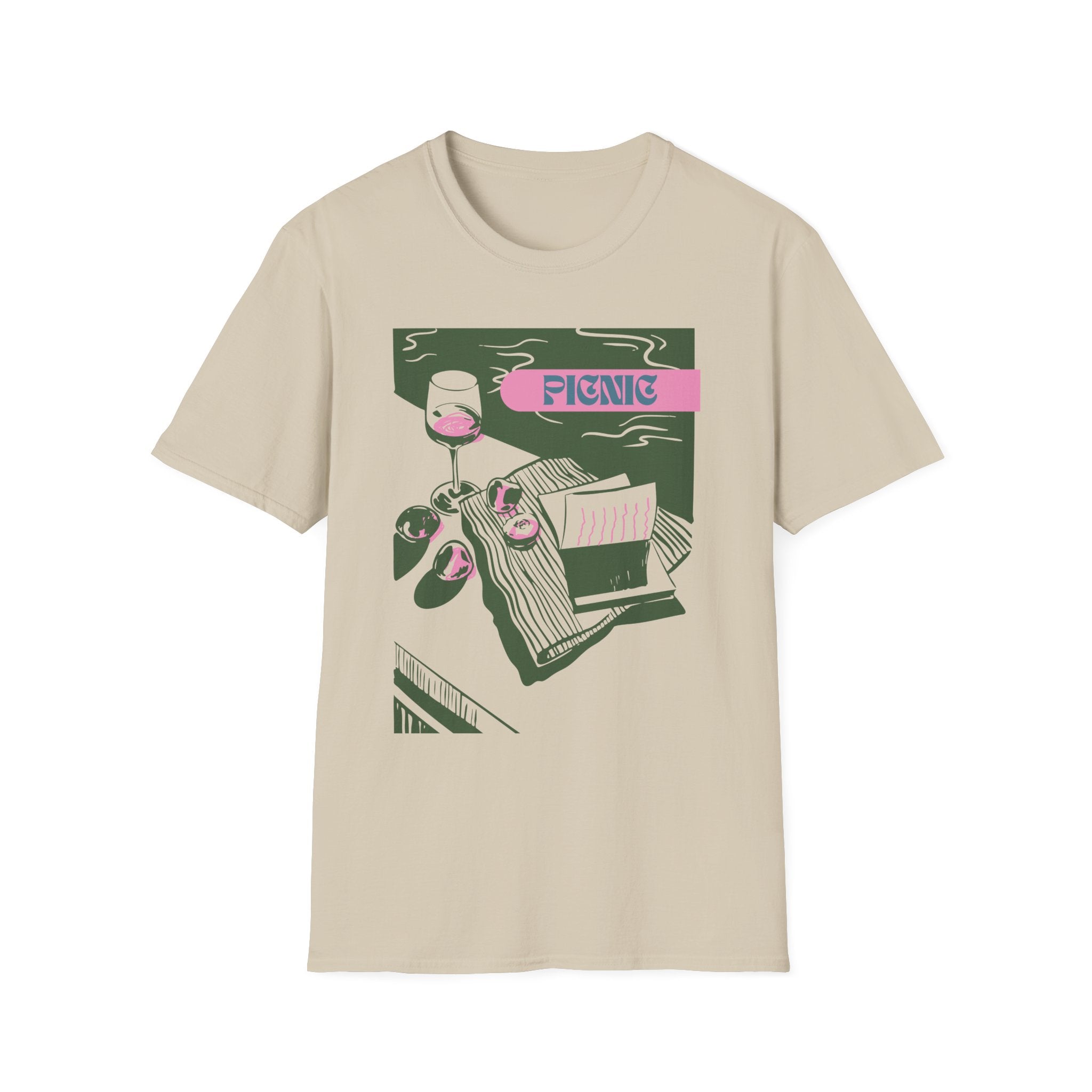 Picnic Graphic T-Shirt — Retro Picnic Scene Tee - Creations by Chris and Carlos
