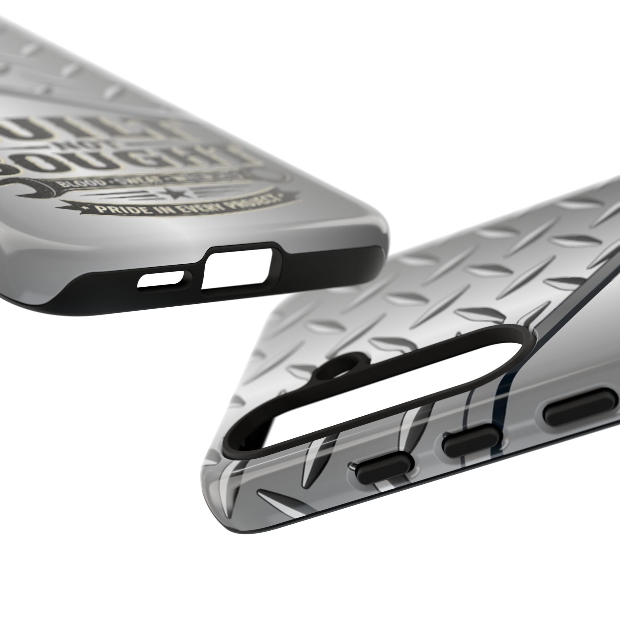 Built Not Bought Metal Diamond-Plate Phone Case — Rugged Tool Lover Gift - Creations by Chris and Carlos