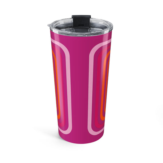 Retro Pink Geometric 20oz Tumbler – Insulated Travel Cup - Creations by Chris and Carlos