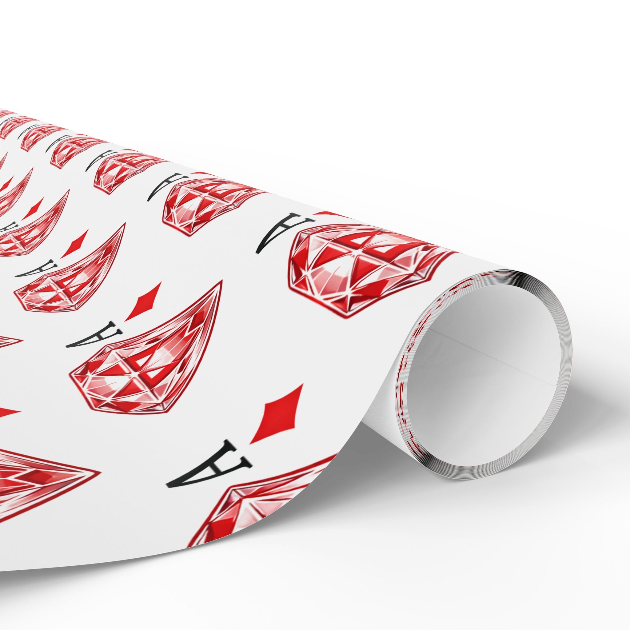 Wrapping Paper Roll — Red Ace of Diamonds Gem Pattern (Playing Card Gift Wrap) - Creations by Chris and Carlos