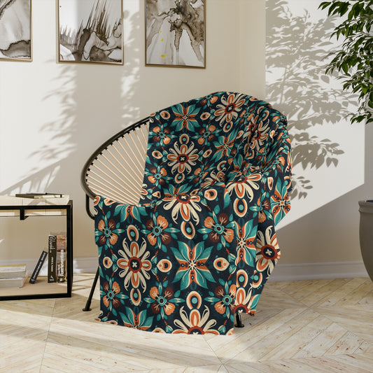 Sol y Alegría (Sun and Joy) Collection-Bohemian Tile Velveteen Microfiber Blanket - Creations by Chris and Carlos