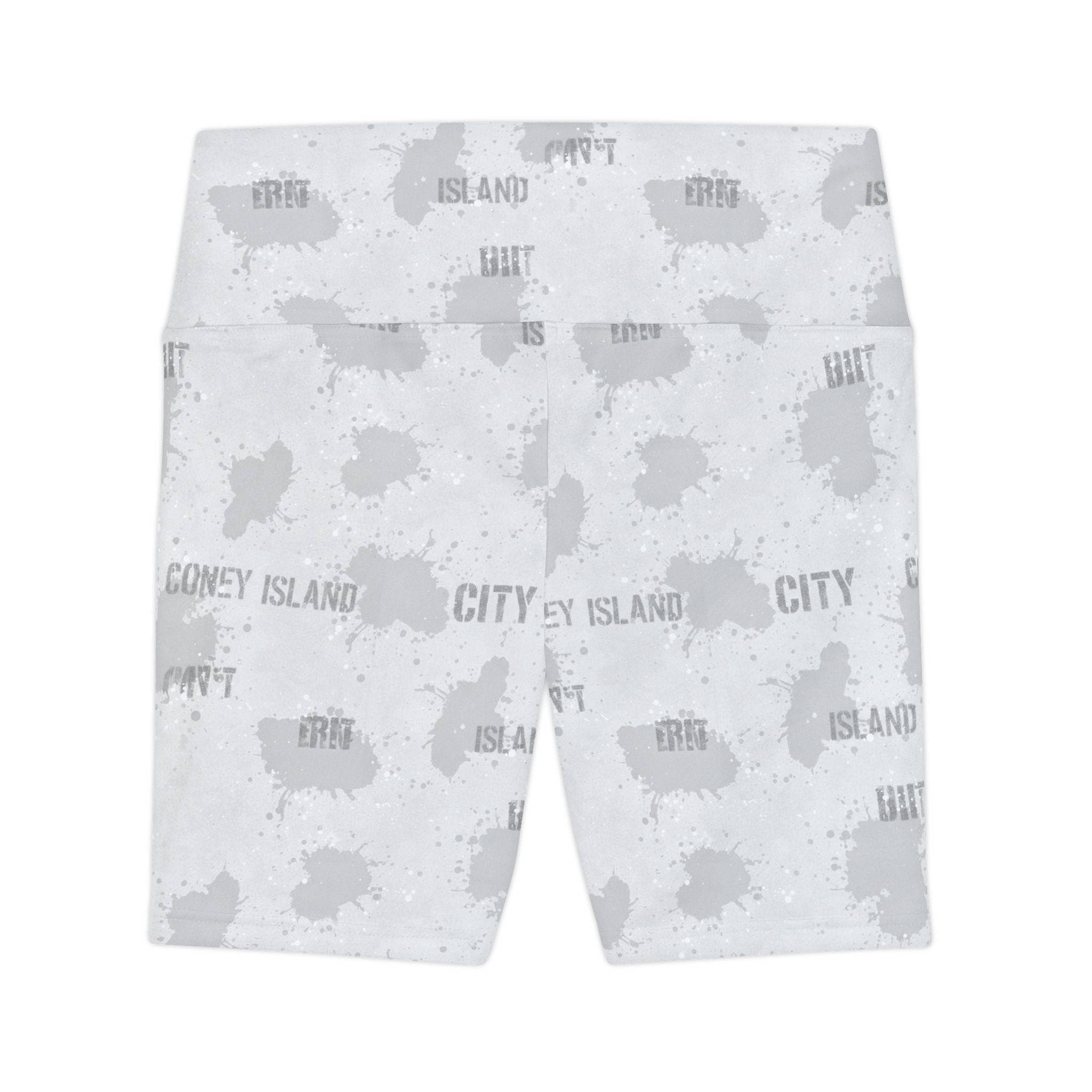 Coney Island City Gray Splatter Women's Workout Shorts - Creations by Chris and Carlos