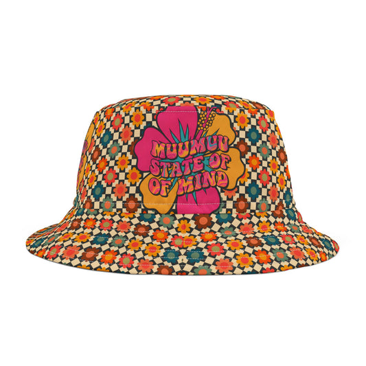 Stateroom 401 Roper's Romp Collection- Muumuu State of Mind Floral Bucket Hat – Retro 70s Vibe Sun Hat - Creations by Chris and Carlos