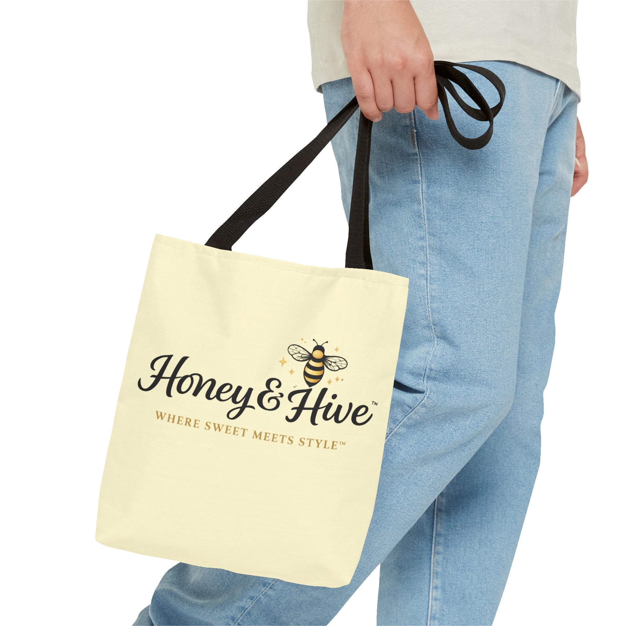 Honey & Hive Logo Tote Bag — Cute Bee Market Tote, "Where Sweet Meets Style" - Creations by Chris and Carlos