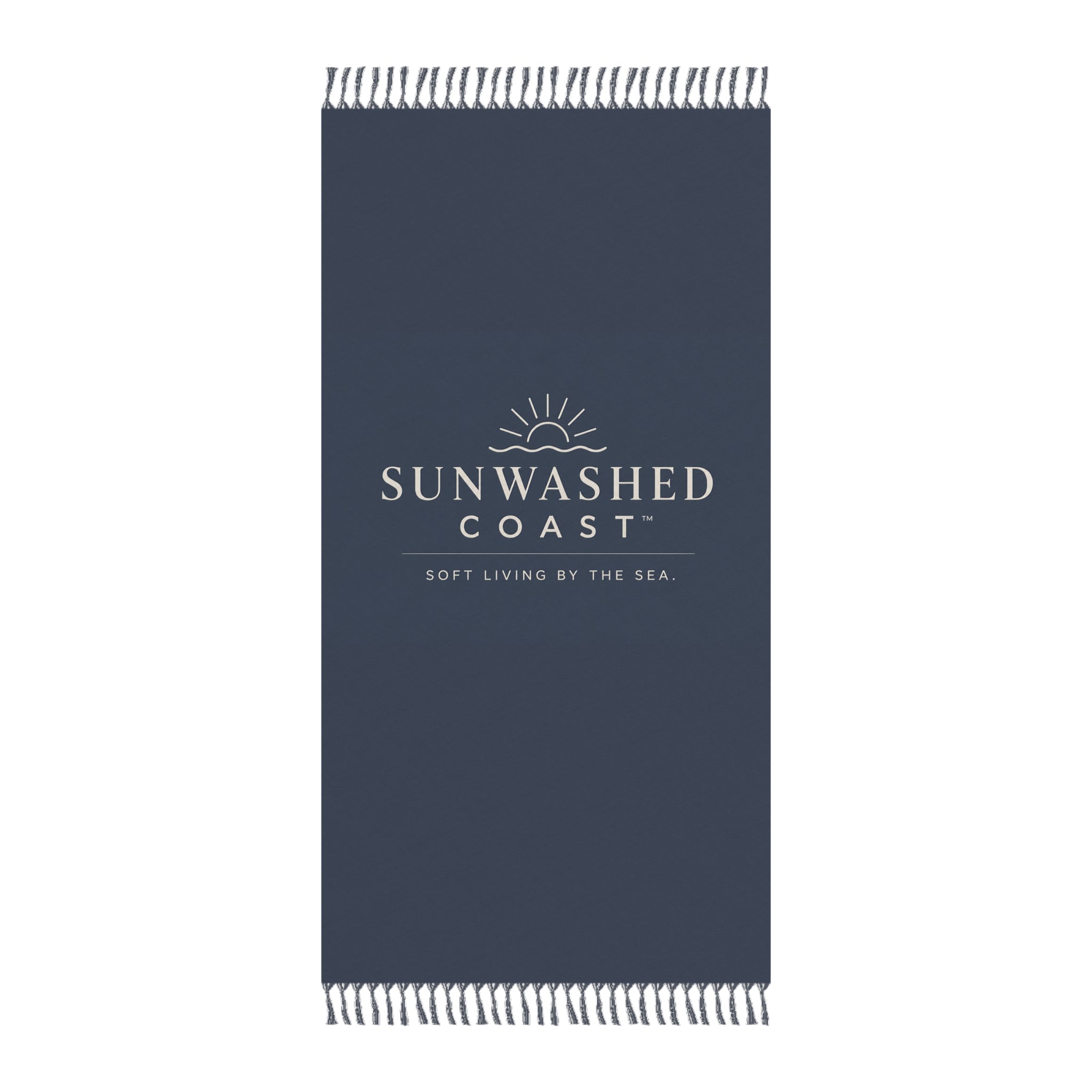 Sunwashed Coast Boho Beach Towel – ‘Soft Living by the Sea’ Fringe Beach Blanket - Creations by Chris and Carlos