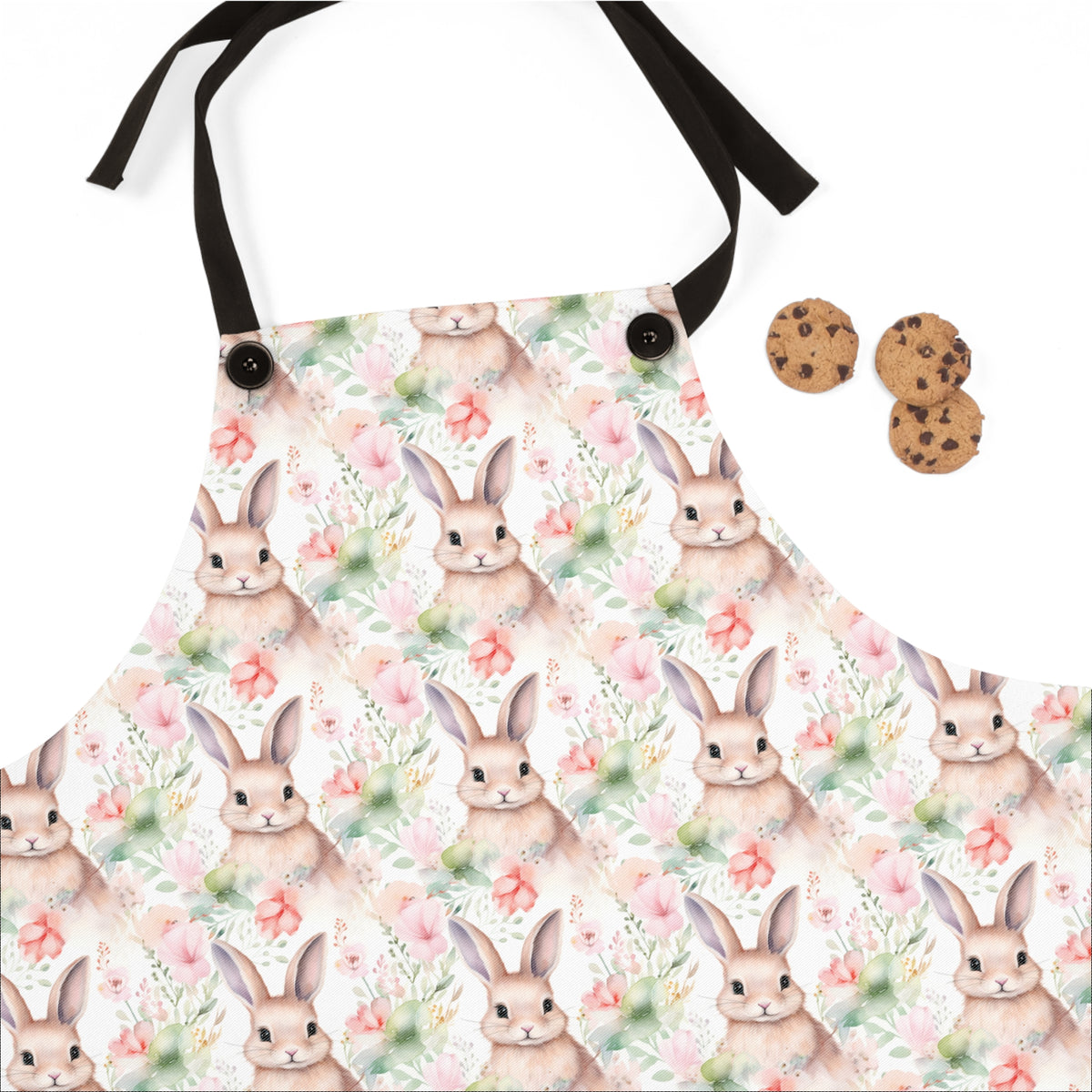 Easter Bunny Floral Apron — Cute Watercolor Rabbit Kitchen Apron - Creations by Chris and Carlos