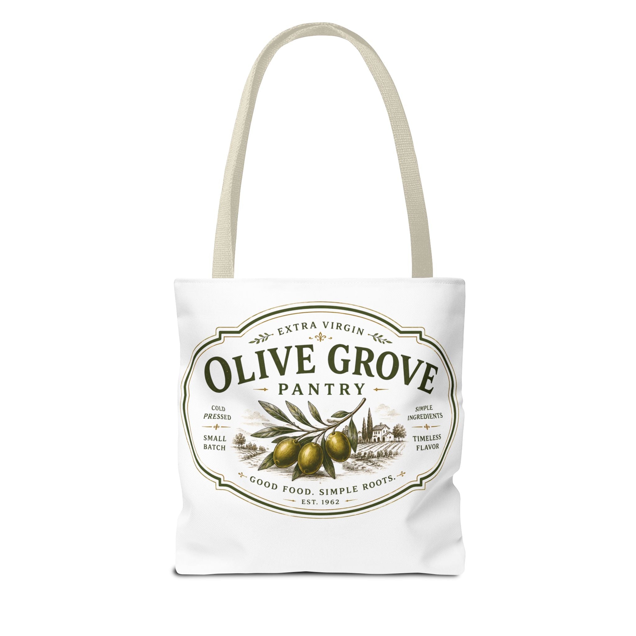 Olive Grove Pantry Tote Bag — Vintage Olive Oil Market Grocery Tote - Creations by Chris and Carlos