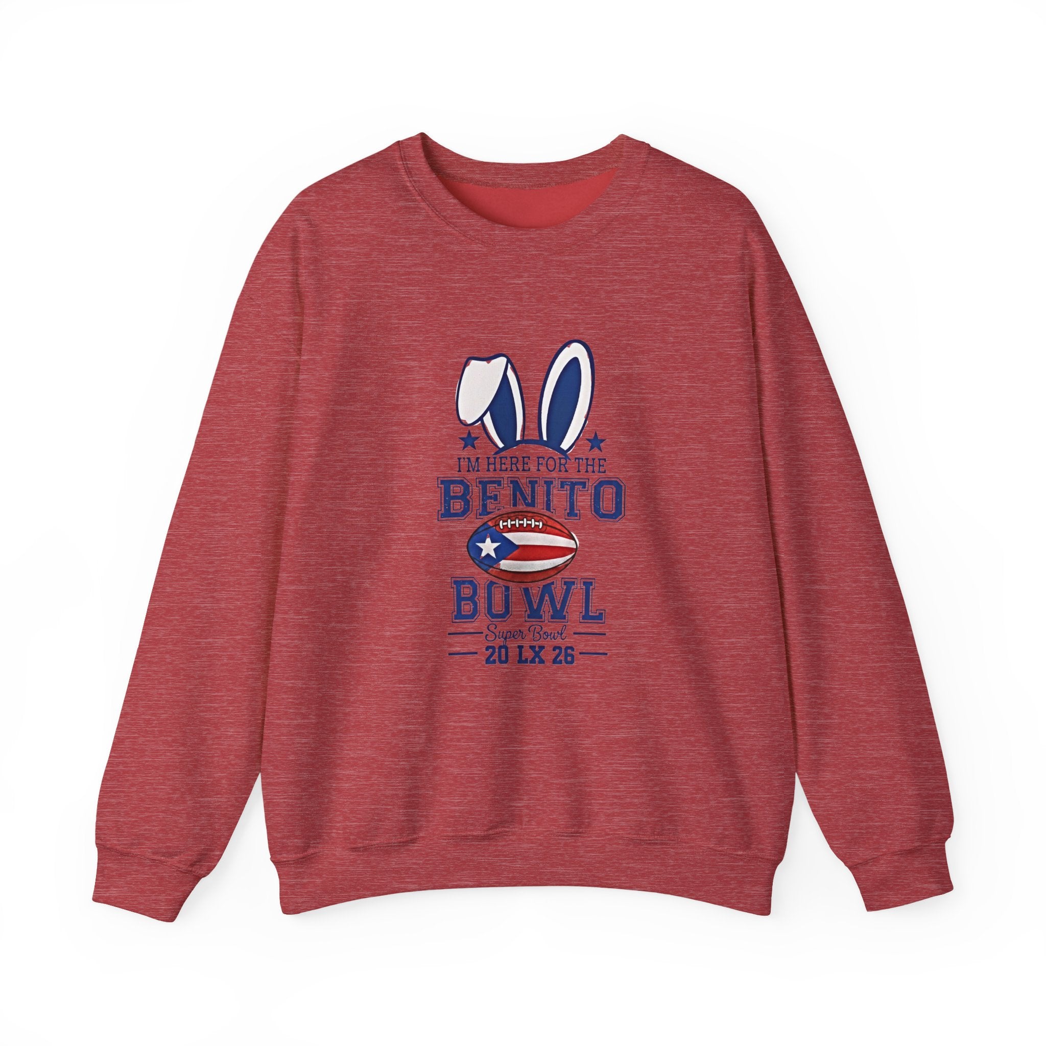 Benito Bowl Crewneck Sweatshirt – Patriotic Football Bunny Design - Creations by Chris and Carlos