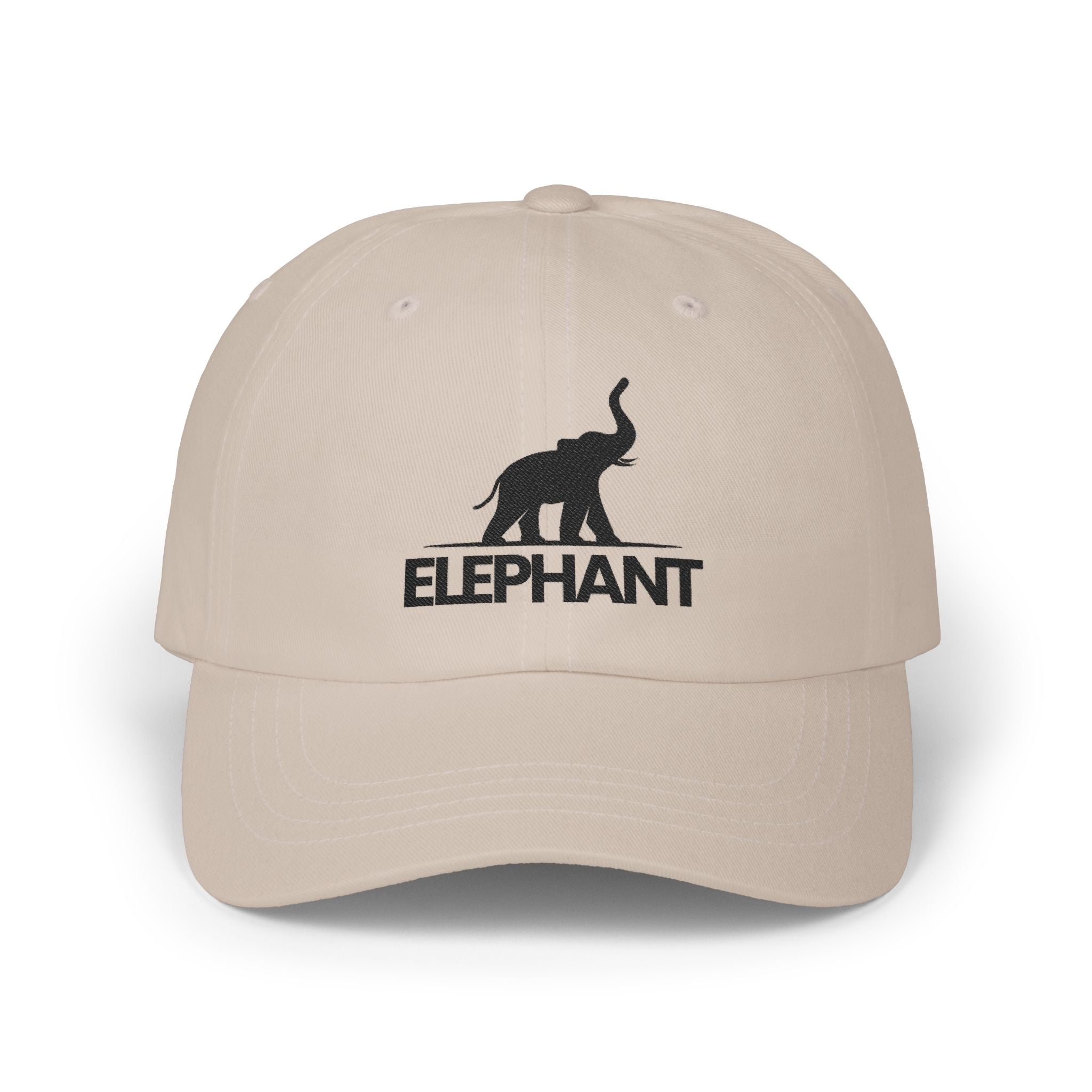 Elephant Logo Dad Cap – Embroidered Classic White Baseball Hat - Creations by Chris and Carlos