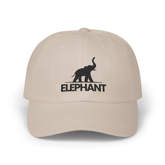 Elephant Logo Dad Cap – Embroidered Classic White Baseball Hat - Creations by Chris and Carlos