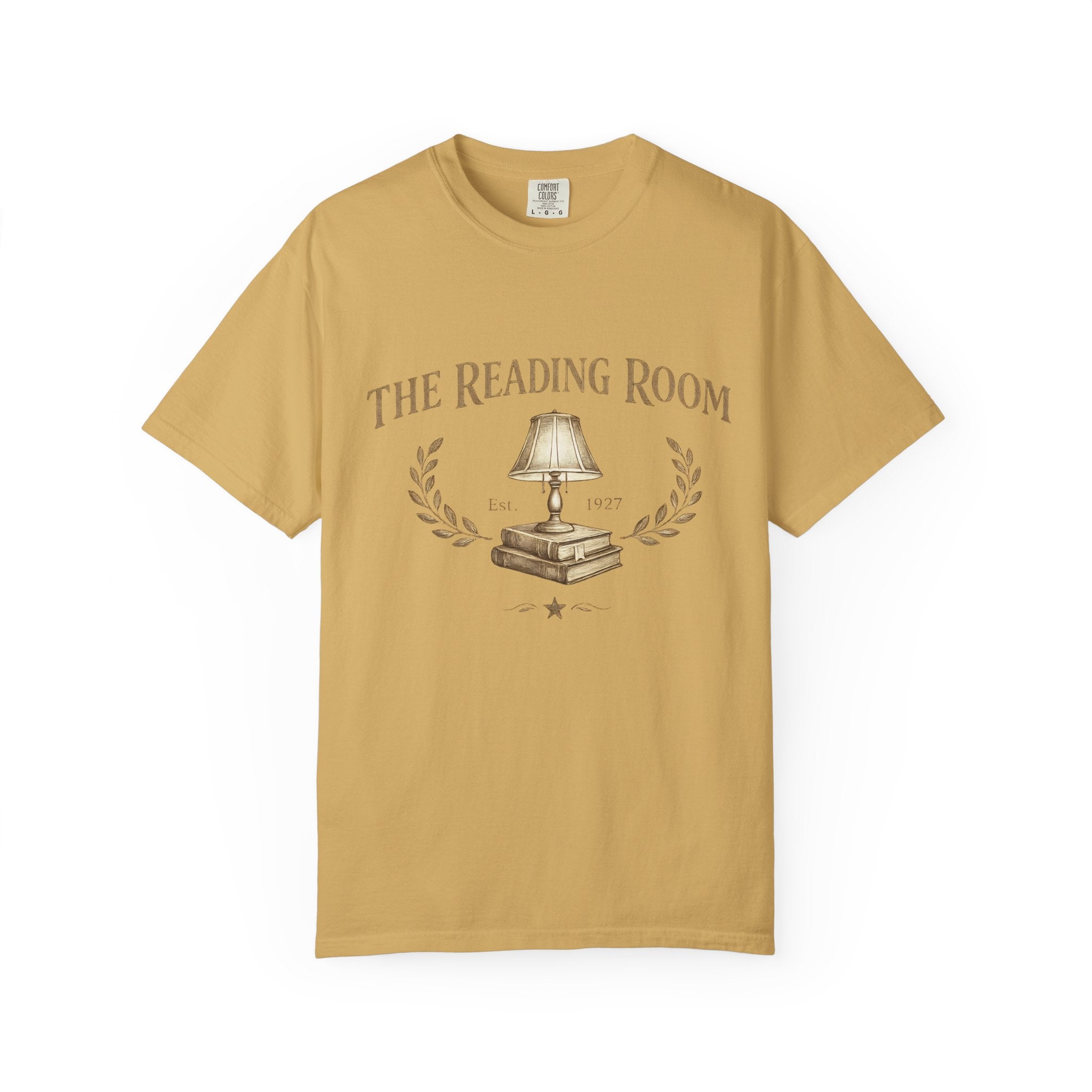 Reading Room T-Shirt — Vintage Lamp & Books Graphic Tee for Book Lovers - Creations by Chris and Carlos