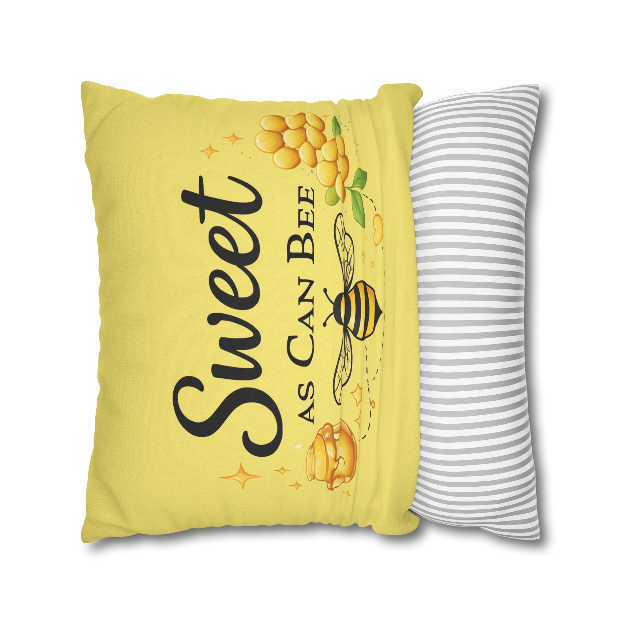 Honey Bee Decorative Pillowcase – Yellow Floral Bee Accent Cushion Cover - Creations by Chris and Carlos