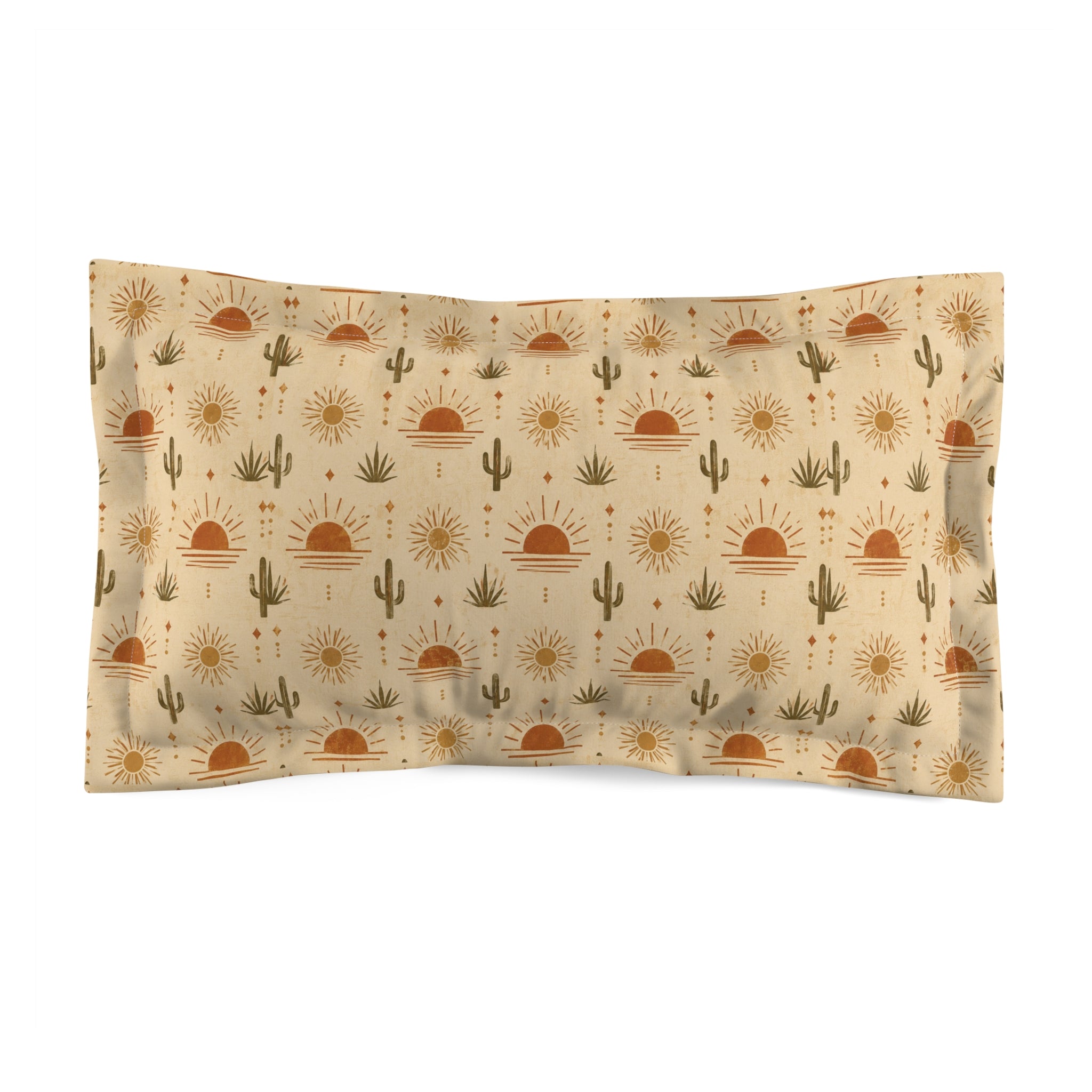 Desert Sunset Pillow Sham — Boho Cactus & Sun Pattern Microfiber - Creations by Chris and Carlos
