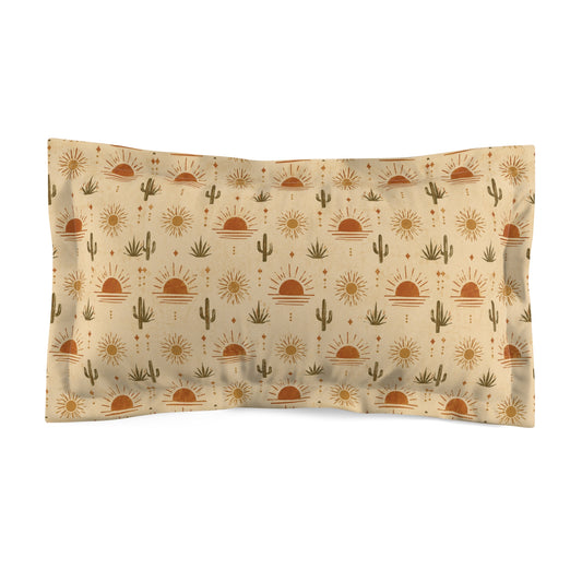 Desert Sunset Pillow Sham — Boho Cactus & Sun Pattern Microfiber - Creations by Chris and Carlos