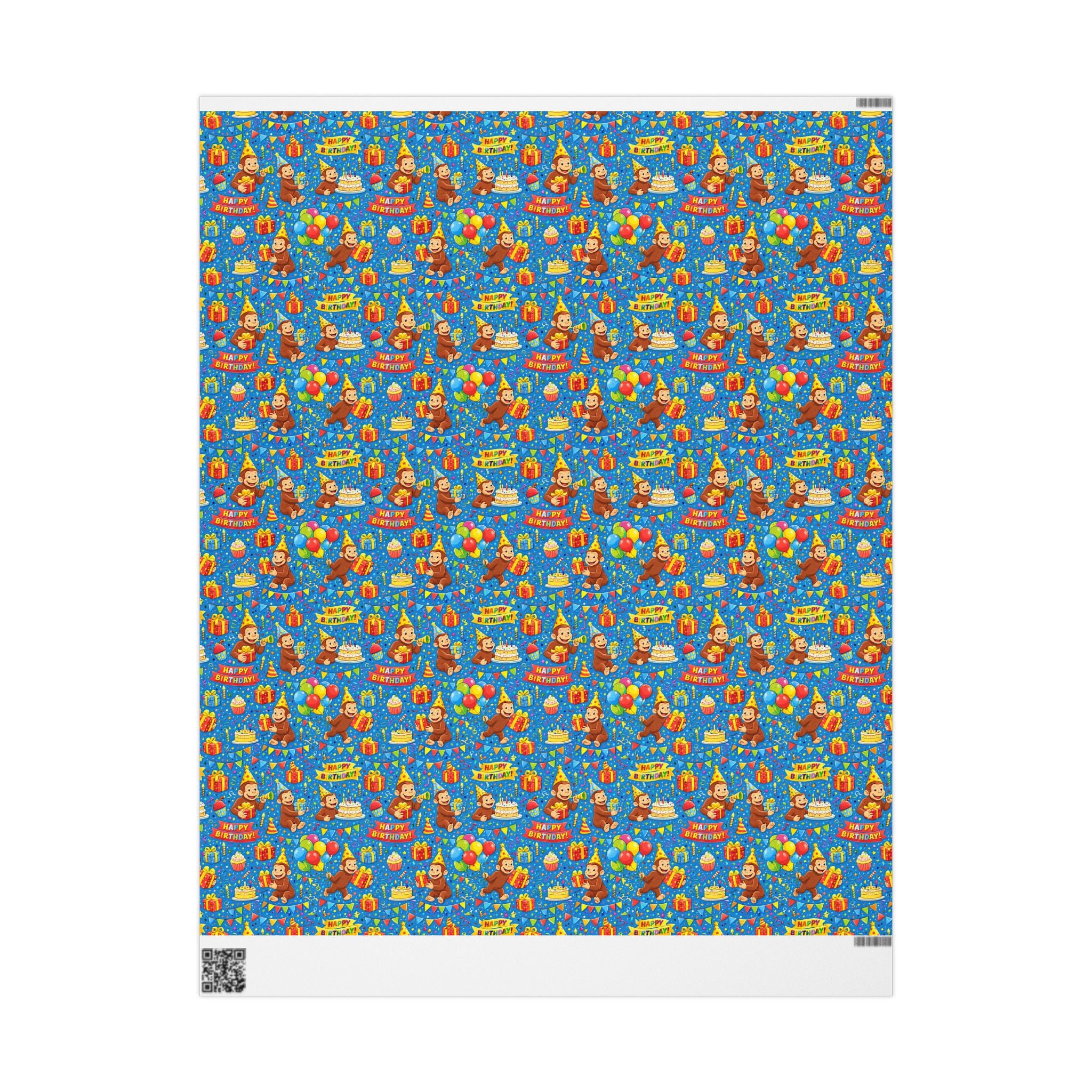 Wrapping Paper Roll — Colorful Birthday Presents & Party Curious George Animals Gift Wrap - Creations by Chris and Carlos