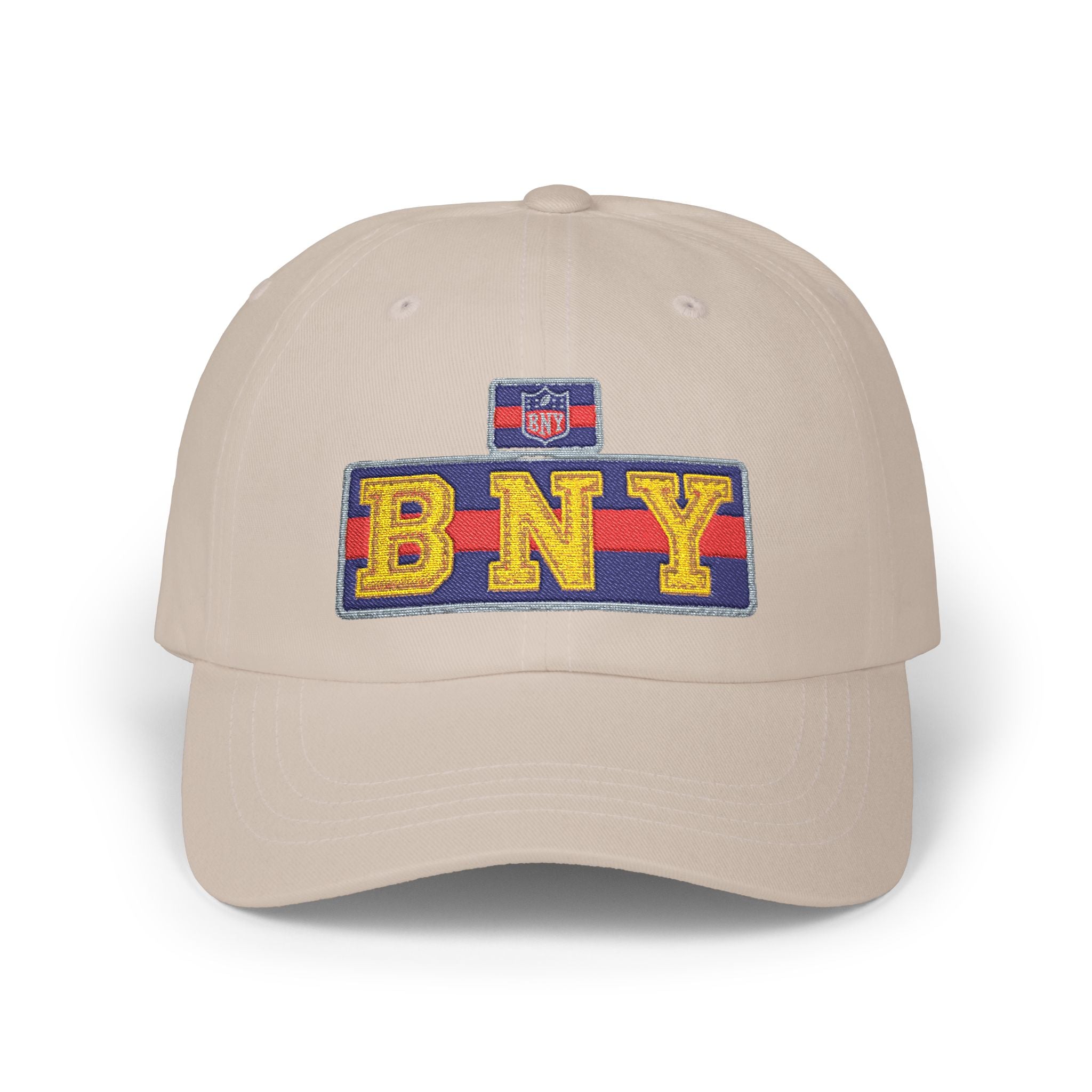 BNY Embroidered Dad Cap — Vintage Varsity Patch Baseball Hat - Creations by Chris and Carlos