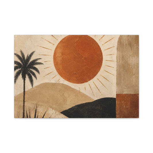 Desert Sunset Canvas Wall Art — Boho Palm & Terracotta Sun Matte Stretched Canvas - Creations by Chris and Carlos