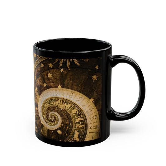 Astrology Spiral Black Mug — Zodiac Wheel Coffee Cup (11oz/15oz) - Creations by Chris and Carlos