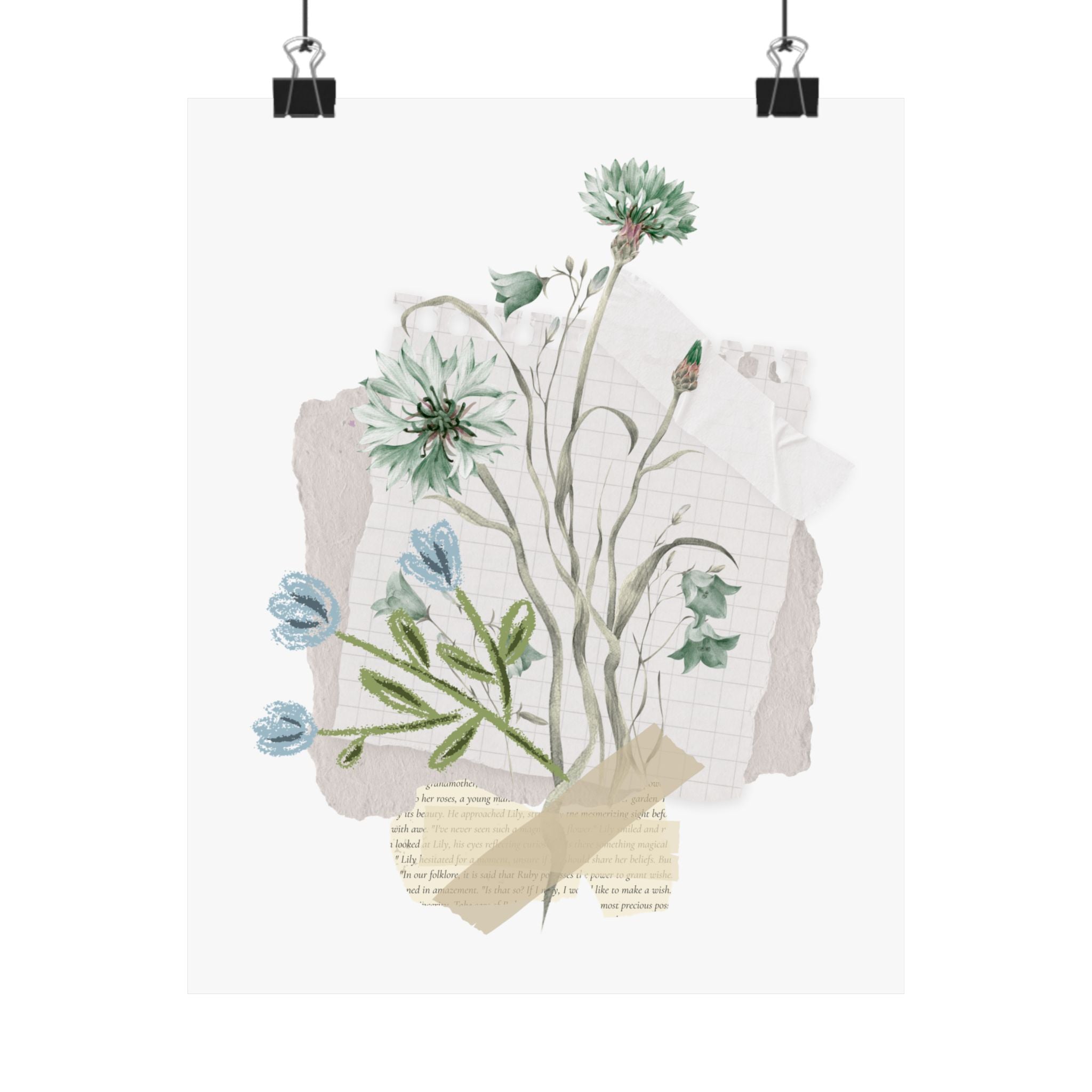 Briarwood Garden Botanical Collage Matte Poster — Vintage Wildflower Art Print (Vertical) - Creations by Chris and Carlos