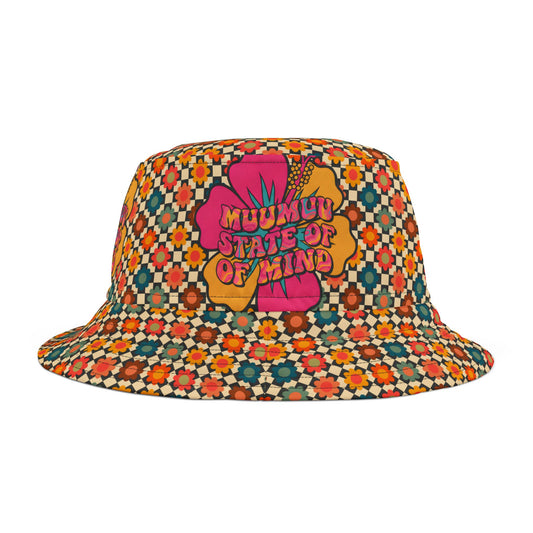 Stateroom 401 Roper's Romp Collection- Muumuu State of Mind Floral Bucket Hat – Retro 70s Vibe Sun Hat - Creations by Chris and Carlos