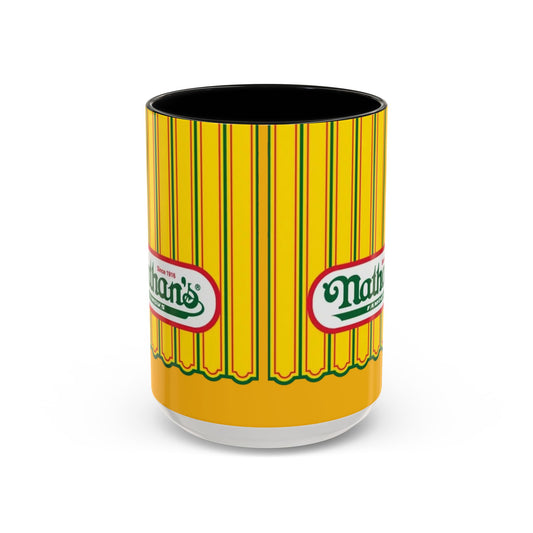 Nathan’s Famous Retro Stripe Accent Coffee Mug (11/15oz) - Creations by Chris and Carlos