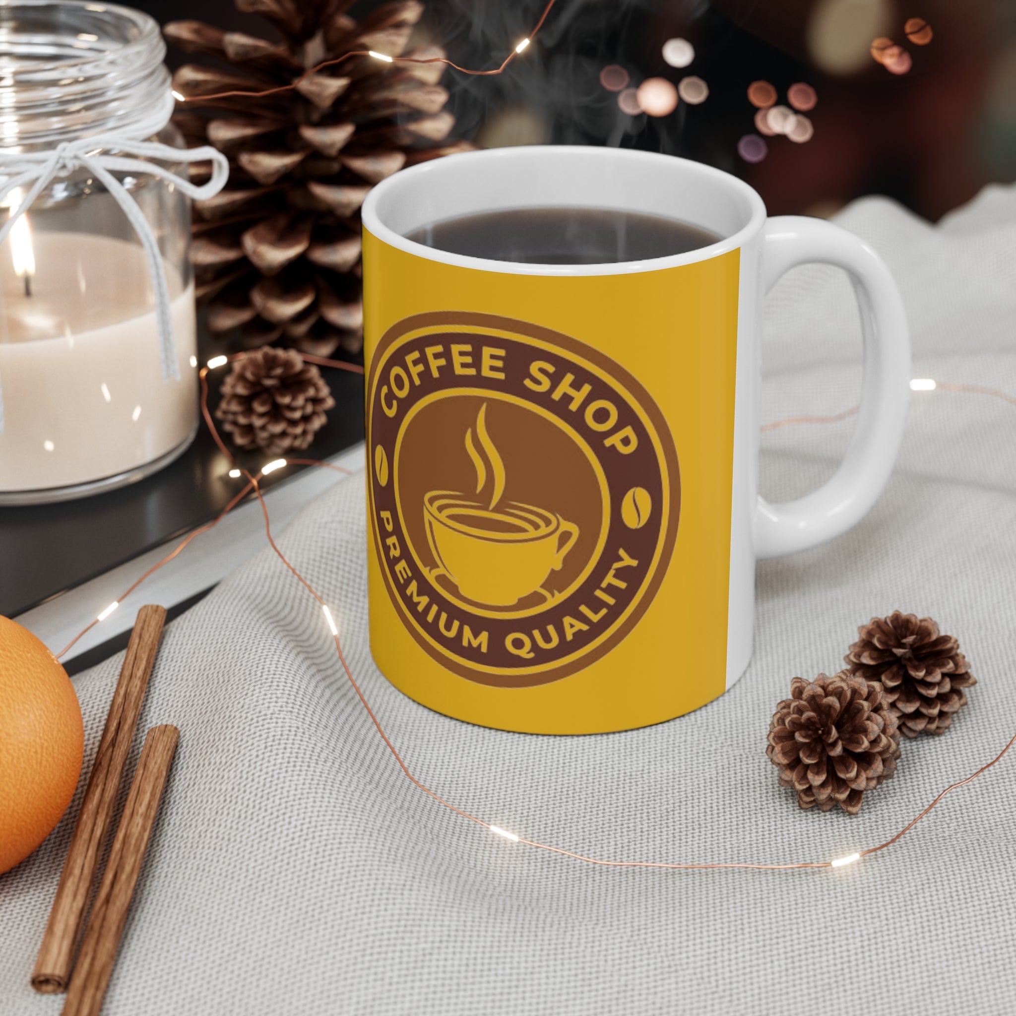 Coffee Shop- White Ceramic Mug - Creations by Chris and Carlos