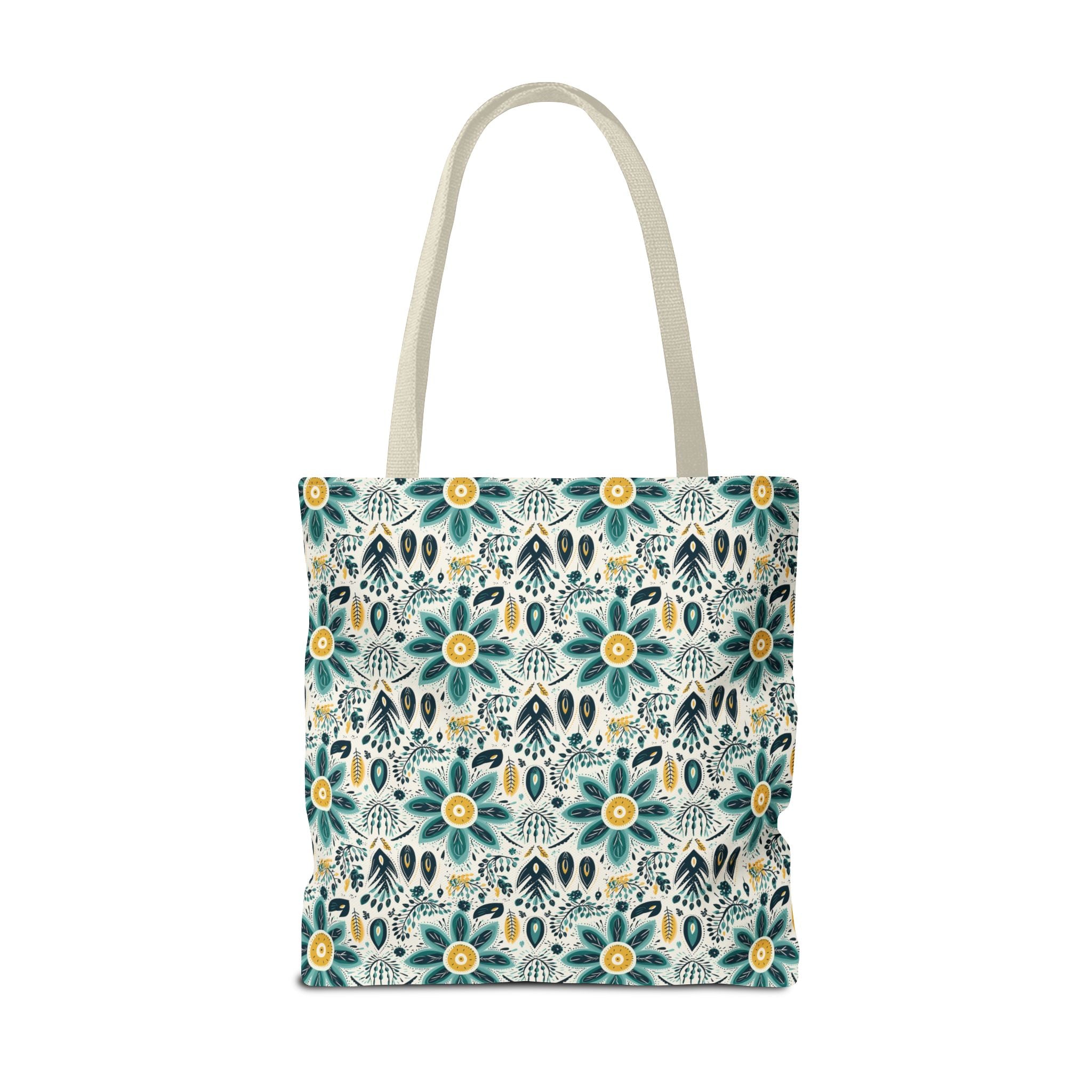 Sol y Alegría (Sun and Joy) Collection- Cactus Succulent Pattern Microfiber Blanket Soft Velveteen Throw for Home & Garden Lovers Floral Folk Art Tote Bag — Teal & Mustard All-Over Print - Creations by Chris and Carlos