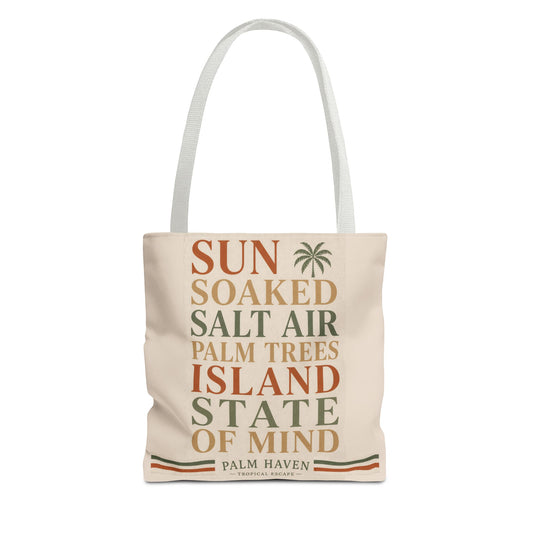 Island State of Mind Tote Bag – Sun‑Soaked Palm Tree Beach Tote - Creations by Chris and Carlos