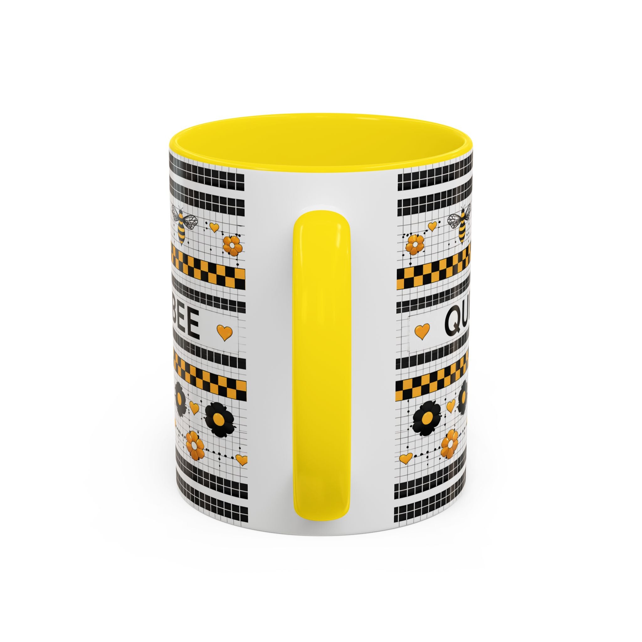 Queen Bee Coffee Mug — Black & Yellow Floral Accent Mug (11/15oz) - Creations by Chris and Carlos