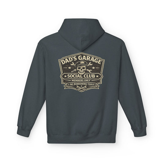 Dad’s Garage Social Club Hoodie — 'No Borrowing Tools' Mechanics Pullover - Creations by Chris and Carlos