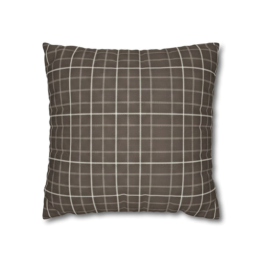 Brown Plaid Square Pillowcase — Cozy Farmhouse Throw Pillow Cover - Creations by Chris and Carlos