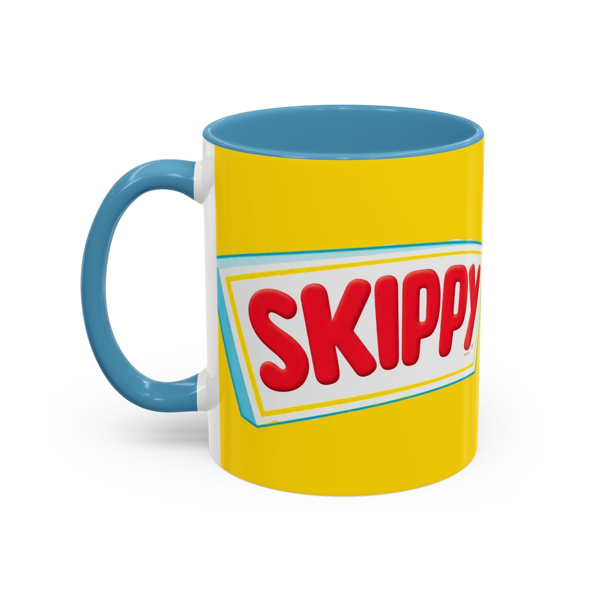 Skippy Retro Logo Coffee Mug — Yellow Accent Peanut Butter Inspired 11/15oz - Creations by Chris and Carlos