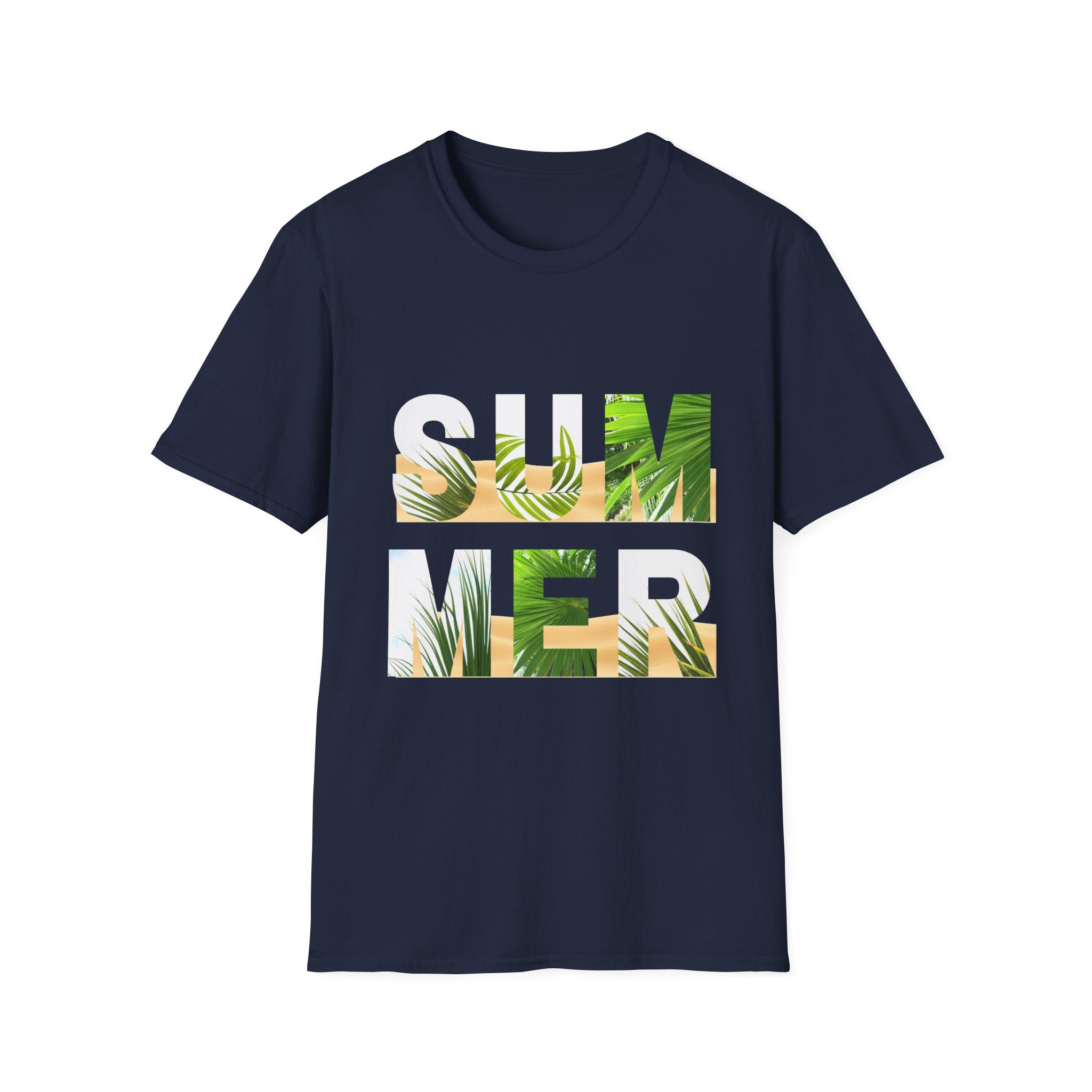 Summer Palm Graphic T-Shirt - Tropical 'SUMMER' Block Design - Creations by Chris and Carlos