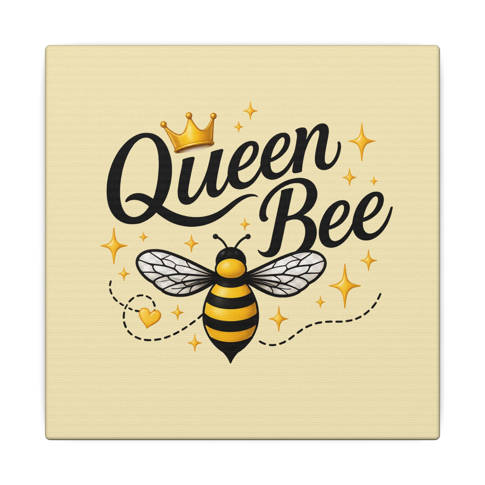Queen Bee Canvas Wall Art — Yellow Bee Crown Typography Print - Creations by Chris and Carlos