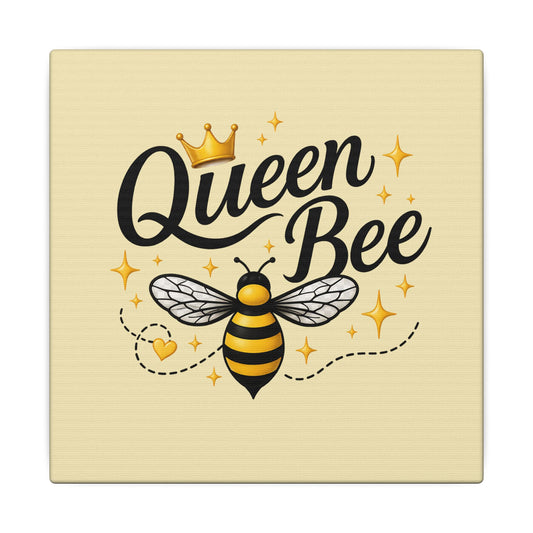 Queen Bee Canvas Wall Art — Yellow Bee Crown Typography Print - Creations by Chris and Carlos