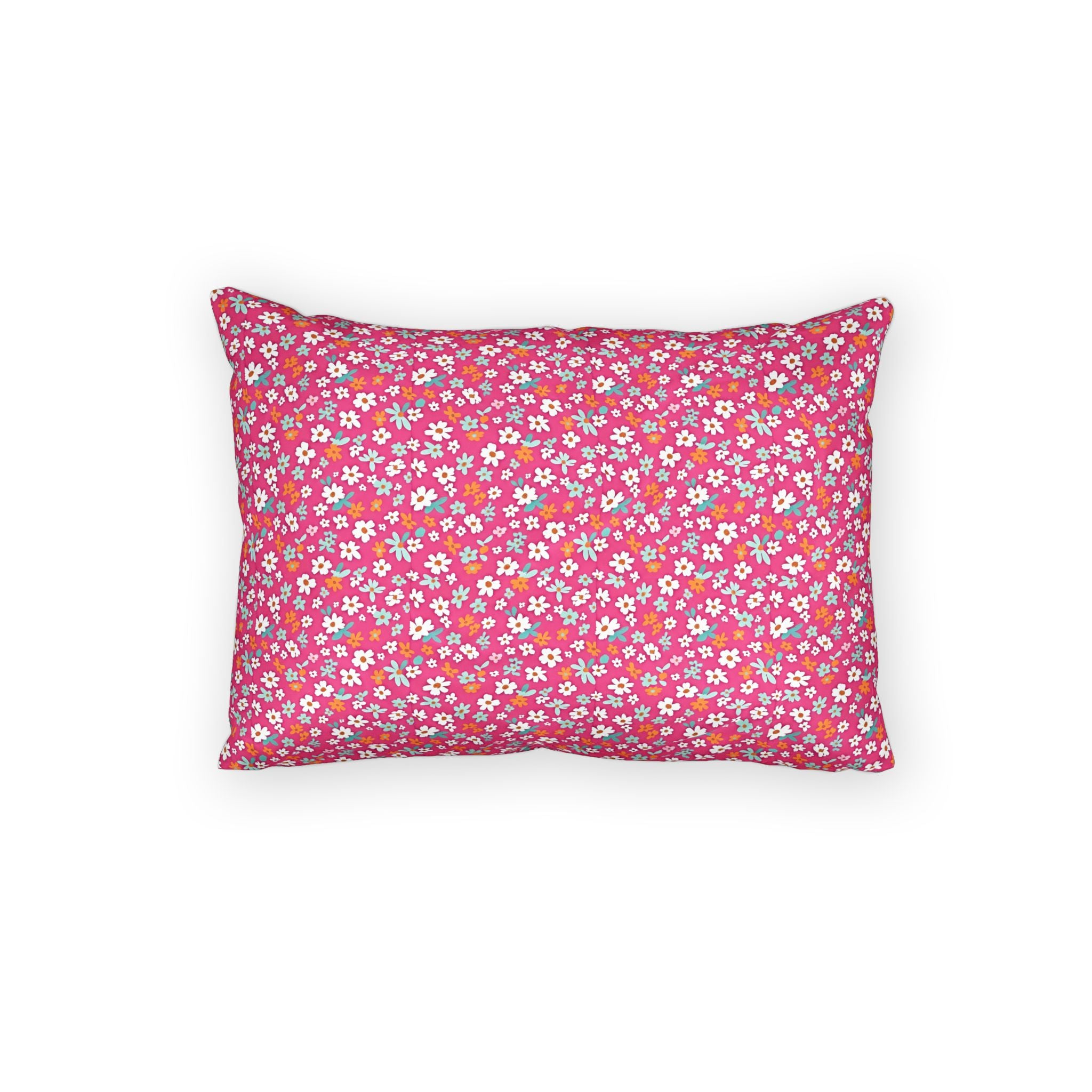 The Artisanal Flora Gallery Floral Pink Cotton Pillow Sham — Ditsy Daisy Pattern Decorative Pillowcase - Creations by Chris and Carlos