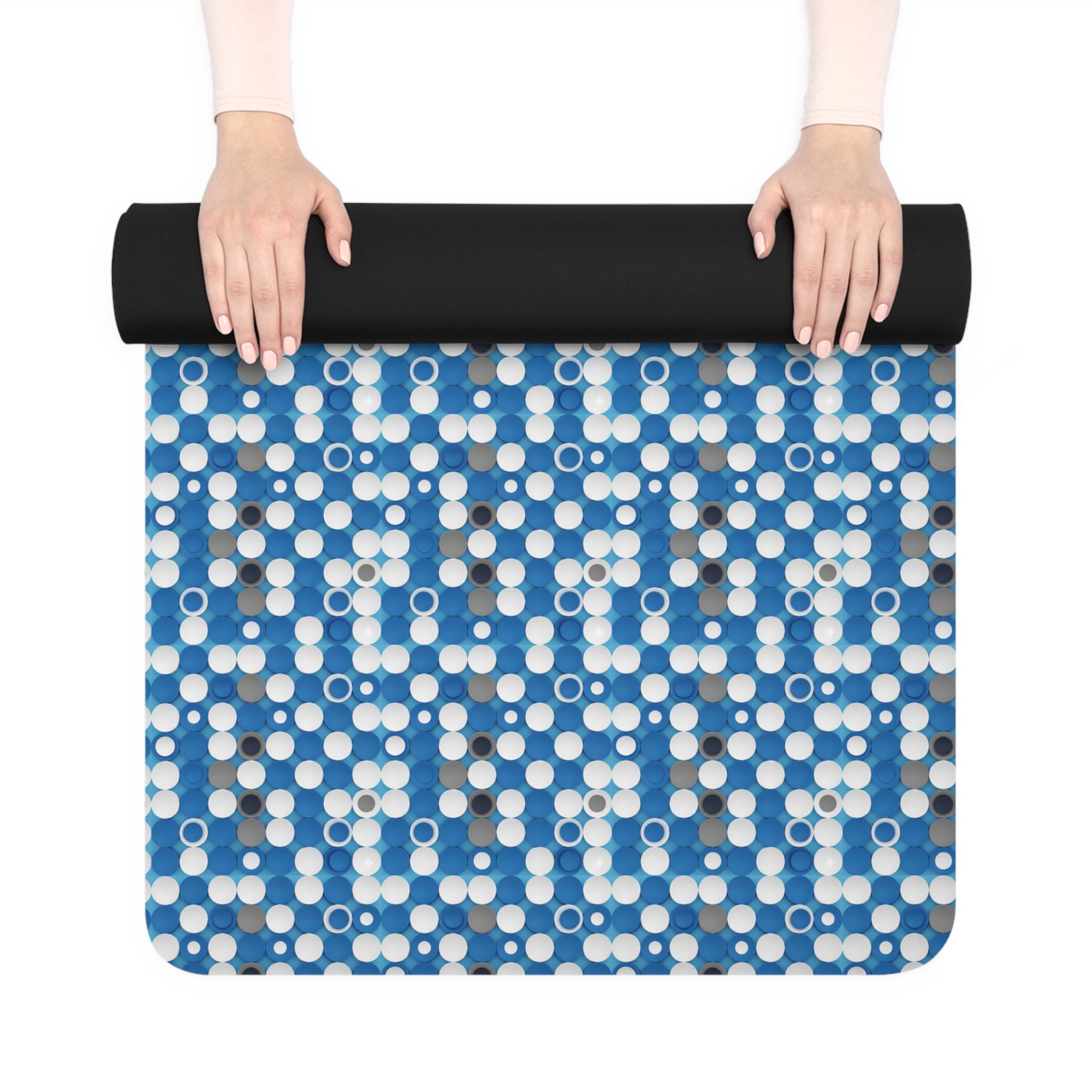 Prism Point Athletic Collection- Blue Mosaic Rubber Yoga Mat Non‑Slip Patterned Exercise Mat - Creations by Chris and Carlos