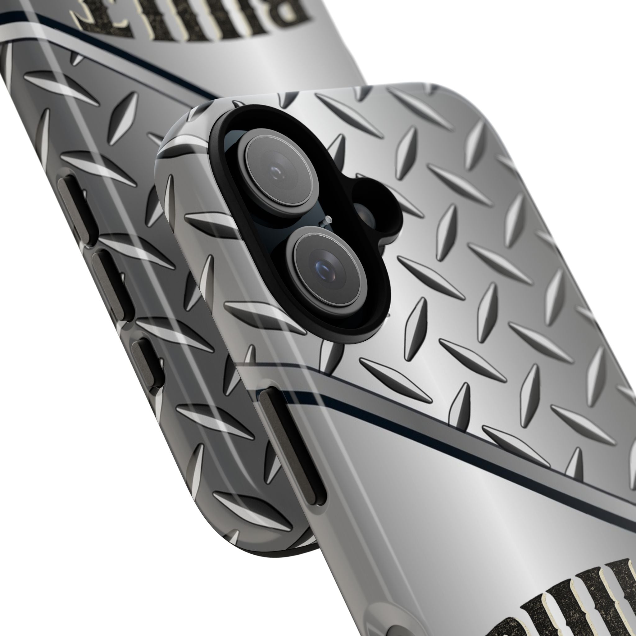 Built Not Bought Metal Diamond-Plate Phone Case — Rugged Tool Lover Gift - Creations by Chris and Carlos
