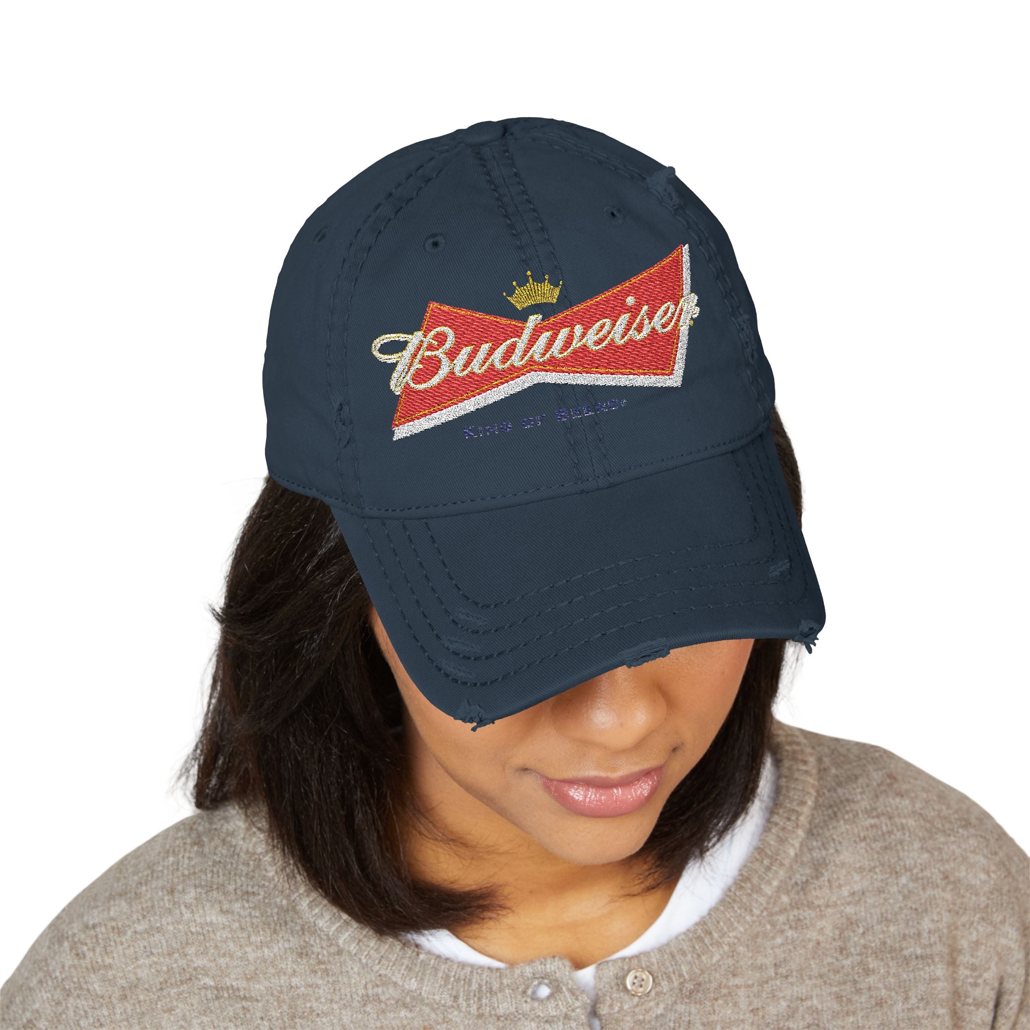 Budweiser Embroidered Distressed Dad Hat - Creations by Chris and Carlos