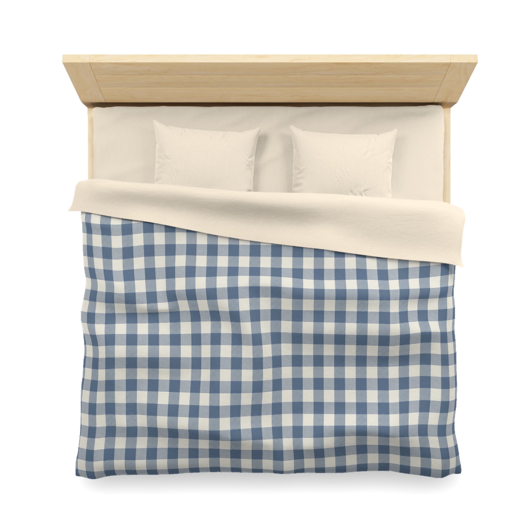 The Slate & Sage Collection- Geneva Blue Gingham Microfiber Duvet Cover — Cozy Farmhouse Plaid Bedding - Creations by Chris and Carlos