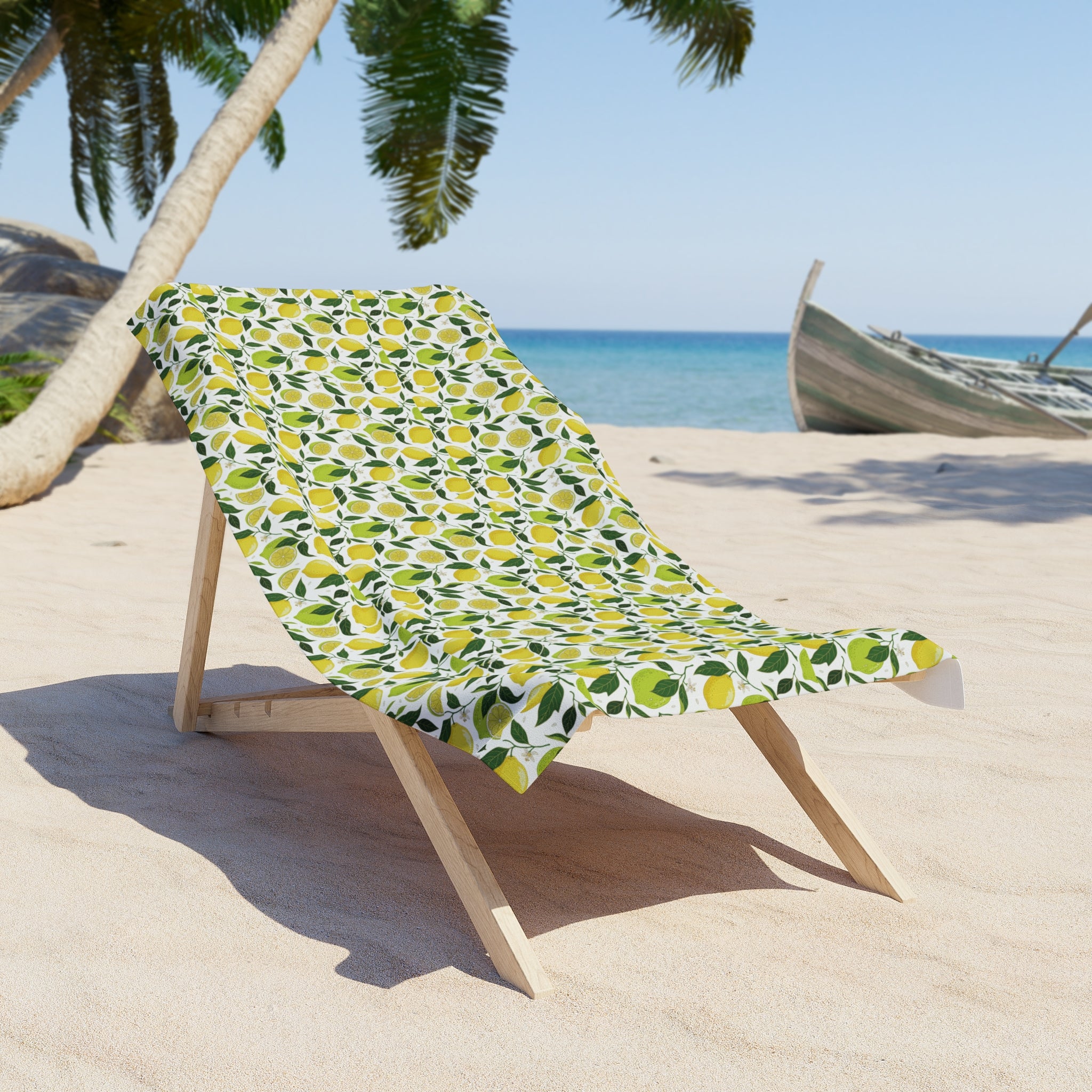 Lemon Grove Beach Towel — Bright Citrus Pattern Tropical Summer Towel - Creations by Chris and Carlos
