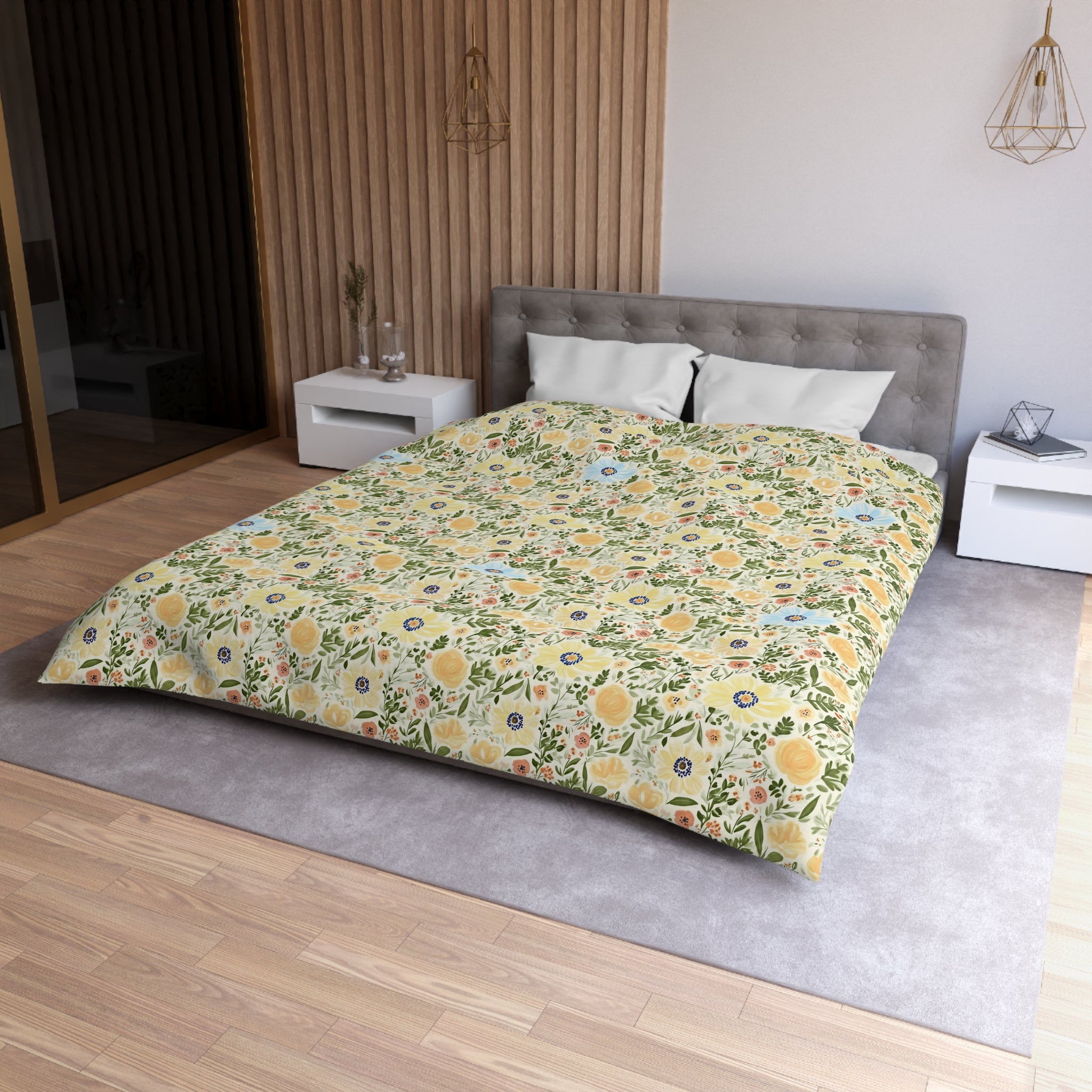 The Artisanal Flora Gallery Vintage Floral Duvet Cover — Pastel Wildflower Microfiber Bedding - Creations by Chris and Carlos