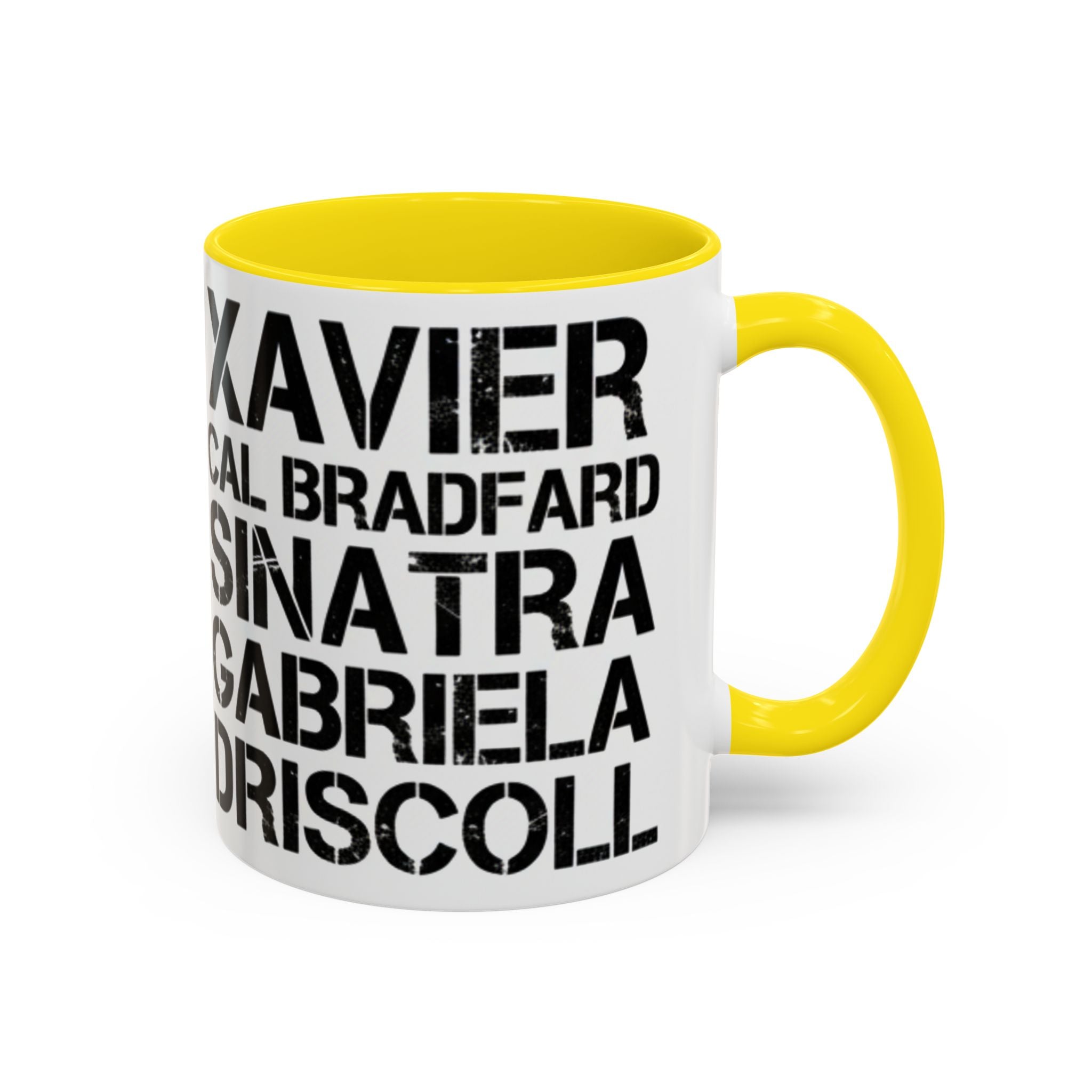 Paradise TV Show Typography Names Accent Coffee Mug — Bold Black Name List Design (11/15oz) - Creations by Chris and Carlos