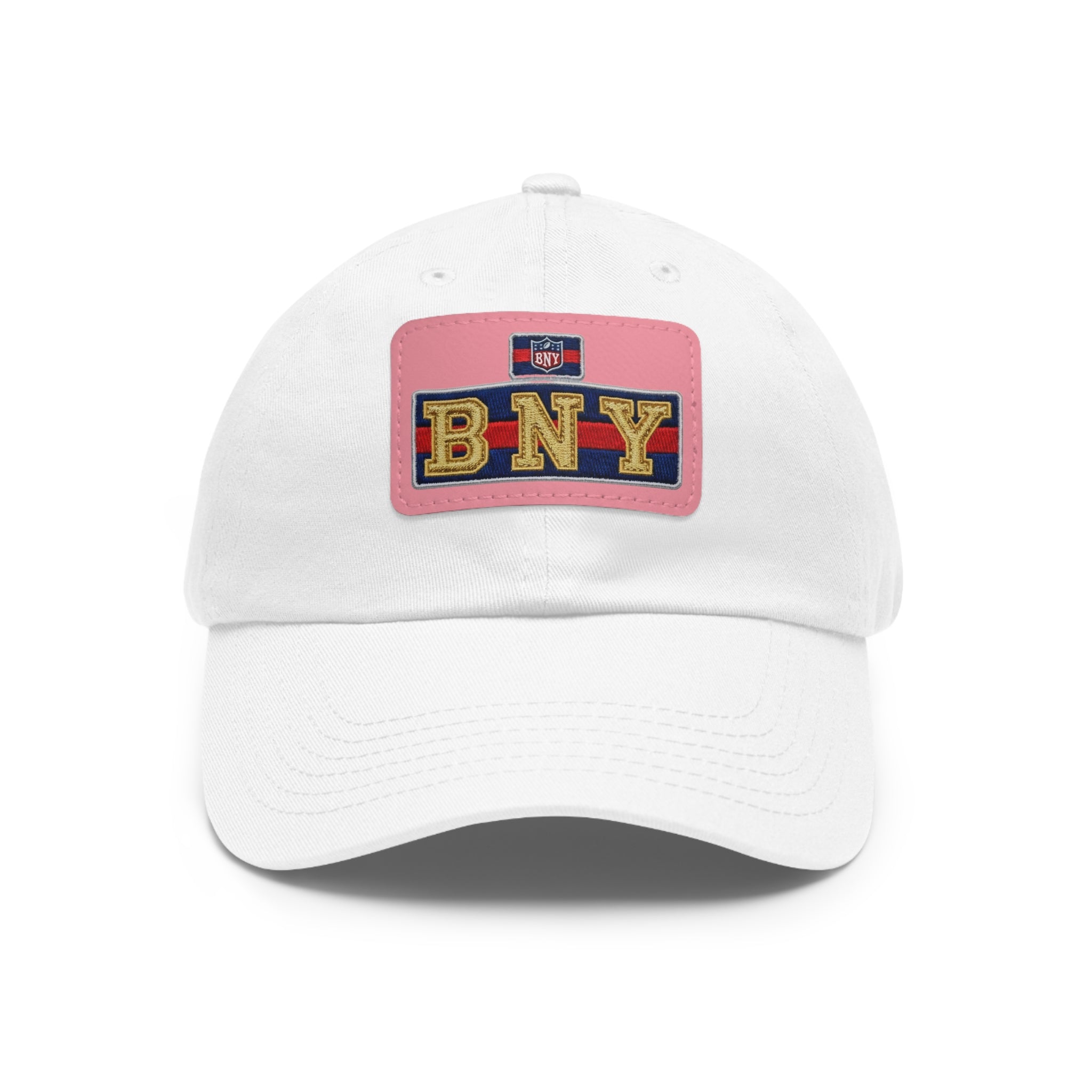 BNY Leather Patch Dad Hat – Vintage Varsity Baseball Cap - Creations by Chris and Carlos
