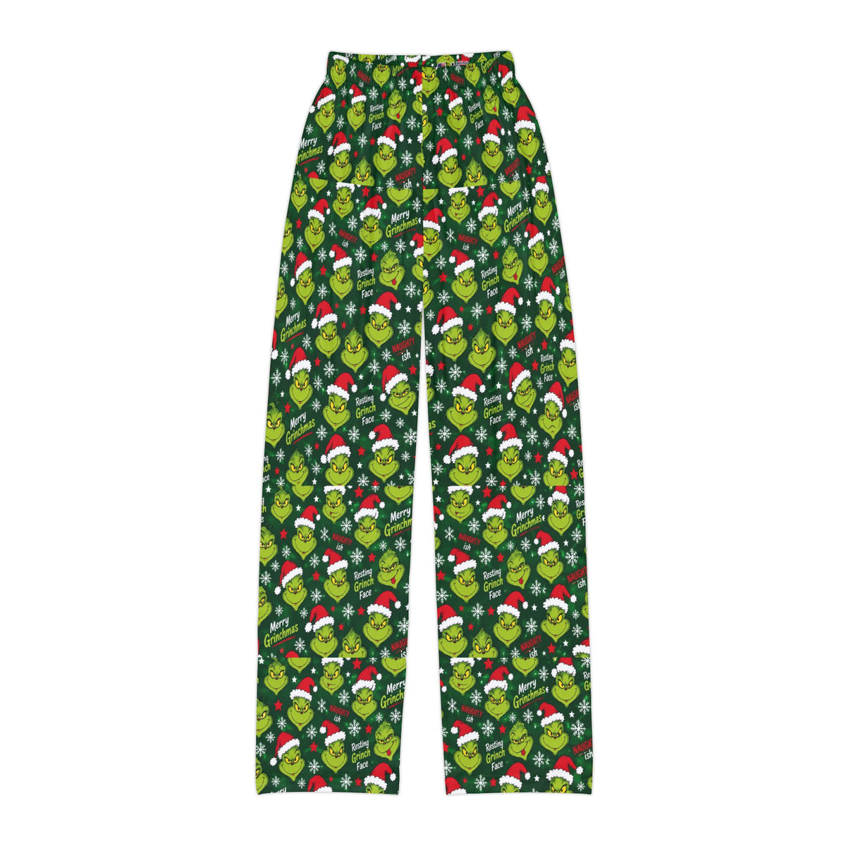 Grinch Faces™ | Dark Green Kids Pajama Bottoms
